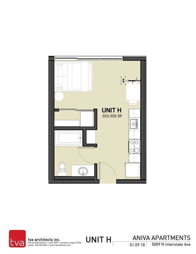 studio - 353-359sf - Aniva