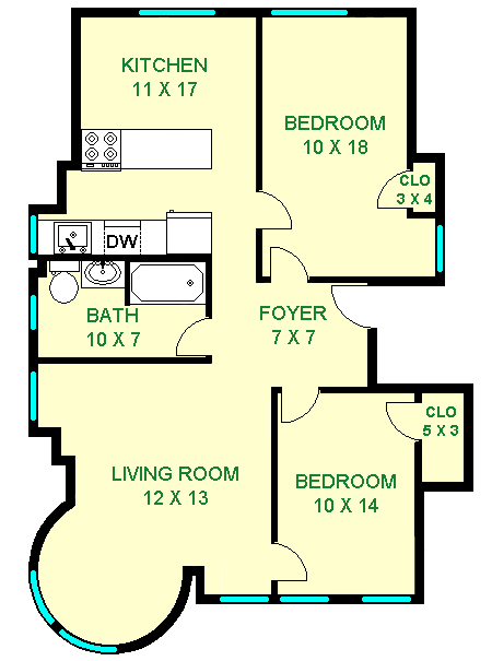 Tulip Two Bedroom Floorplan - The Mirabella