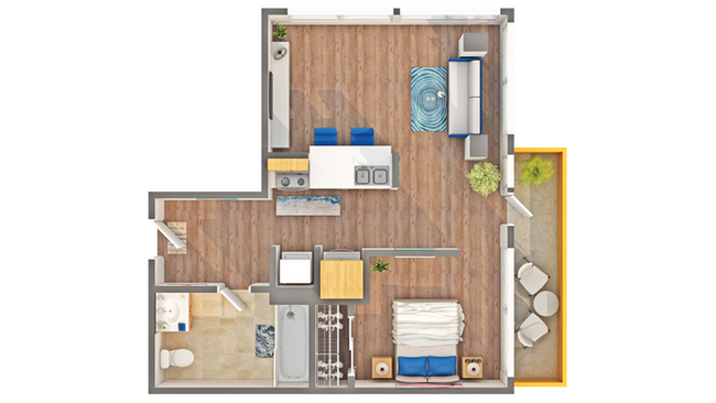 A1 Studio Floorplan - Unit 205 - Arrive Seaside II
