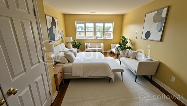 Primary bedroom (virtual staging) - 211 Central St