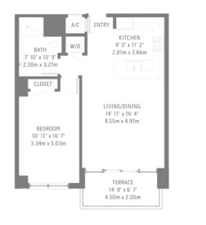 1BR/1BA - Midblock