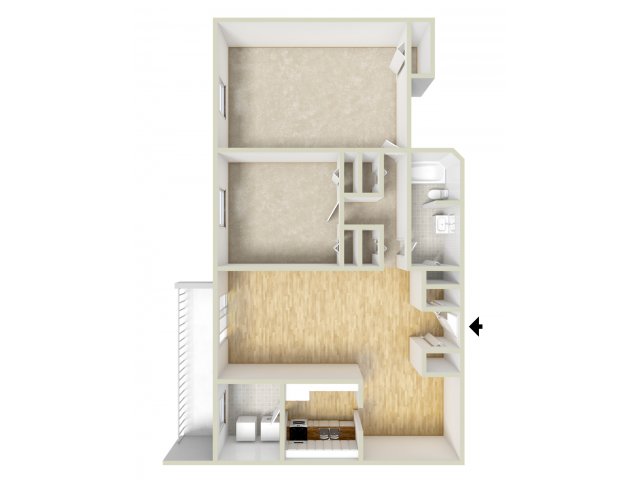 Two bedroom floor plan - Gladstone Towers Apartments