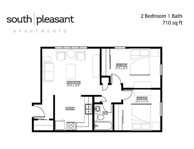 2BR 1 Bath 710sf - South Pleasant Apartments