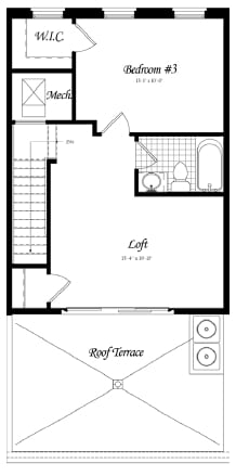 3BR/3.5BA Loft Level - Columbia Place