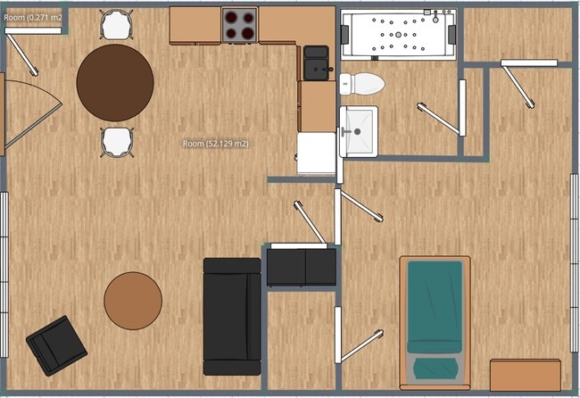 1 Bed, 1 Bath floor plan - Glen Park Apartments