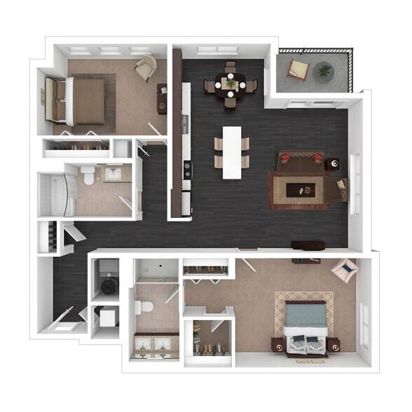 B5 3D Floor plan - Courthouse Square Apartments