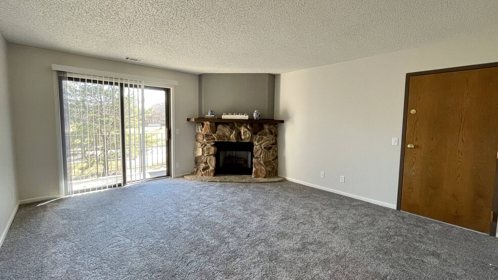 Wood Burning Stone Fireplace - Willow Creek Apartments