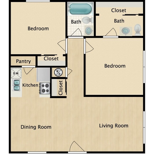 2 BEDS/1.5 BATHS - Teakwood Gardens Apartments