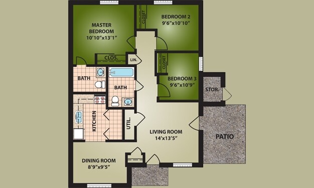 3BR/1.5BA - Hidden Ridge Apartments