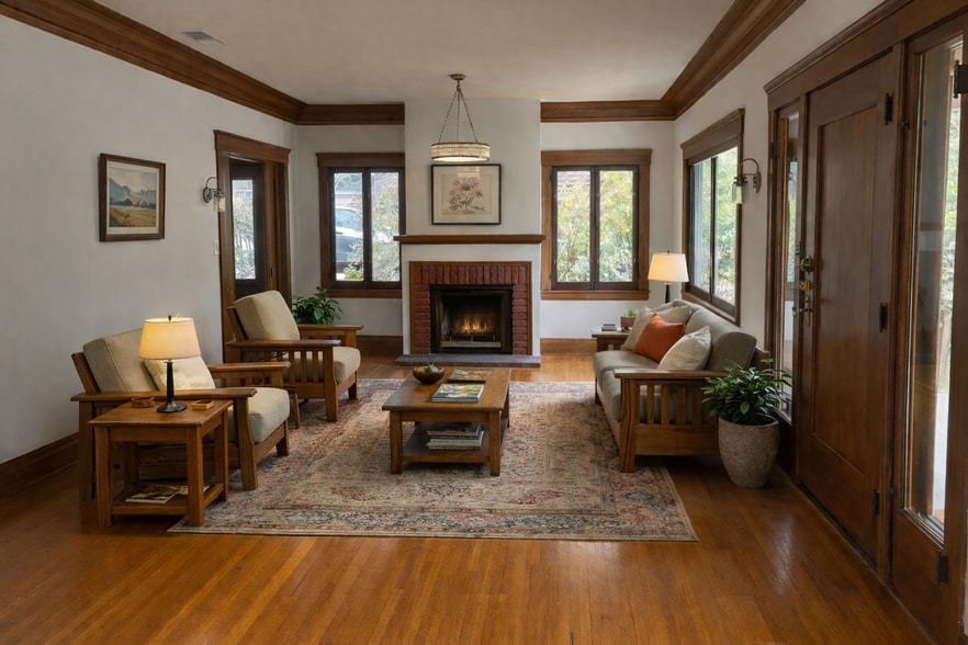 AI Virtually staged living room - 147 N Baldwin Ave