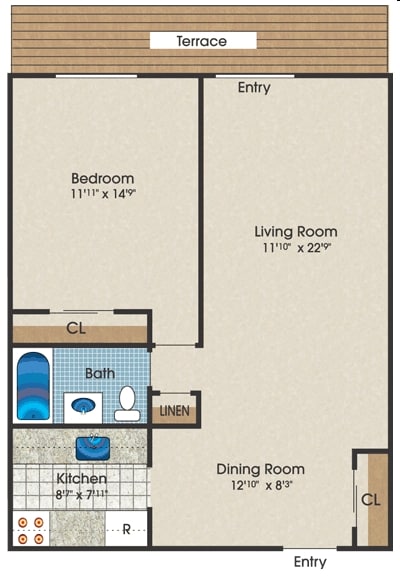 1BR/1BA - Terry Apartments