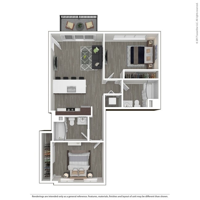 This top-level two-bedroom home features cathedral ceilings and a slider leading out to your balcony to offer additional light. It’s an entertainers delight featuring our largest center island with a double sink and open living area. The bedrooms are located on each side of the home for added privac - FiftyOne Baltimore at the Crossroads