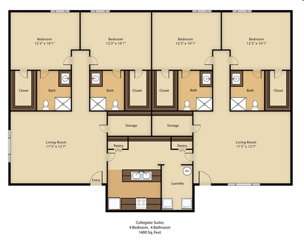 4BR/4BA - Collegiate Suites of Blacksburg