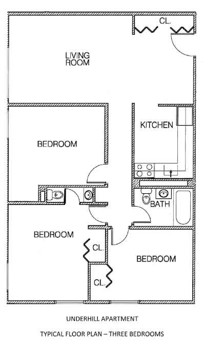 3BR/1.5BA - Underhill Apartments
