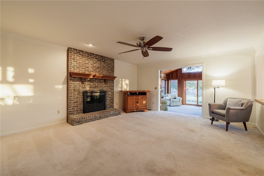 living room with firespace - 9 Glen Valley Dr