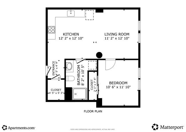 1BR, 1BA - 538SF - Bell Tower Place