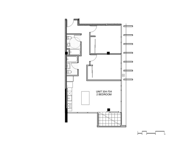 Two-Bedroom, Two-Bathroom 2D Floor Plan - The Fort