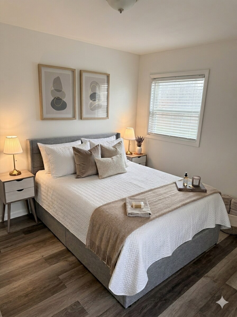 A comfortable bedroom with a cozy bed, ample natural light, and a generous closet. - 2394 Bouldercliff Way SE