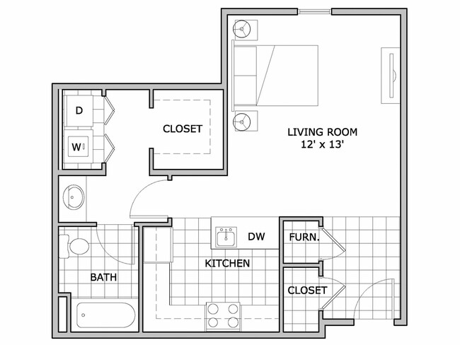 Studio Apartment | The Abbey | Springfield, MO - The Abbey Apartments