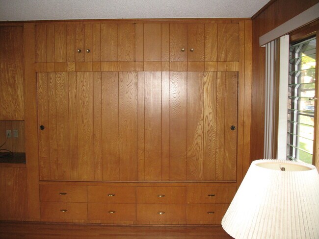 Bedroom with built in closets and drawers. Natural wood. Built by a craftsman carpenter - 3121 W Wyoming Ave