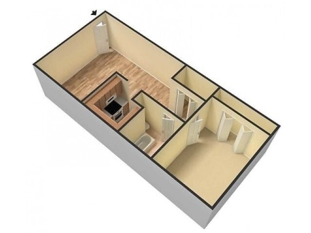 Embassy 1bd floor plan 3D - King's Apartments