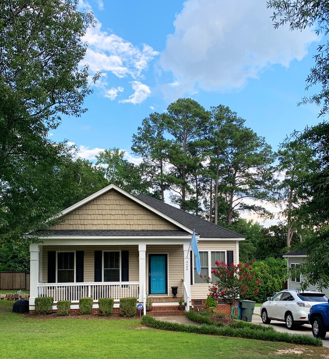 Street view, full of southern charm with a front porch, crepe myrtles and cute front door - 3406 Margrave Rd