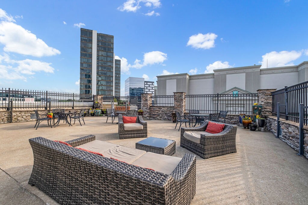 Roof top seating area with great views. - 1803 Broadway