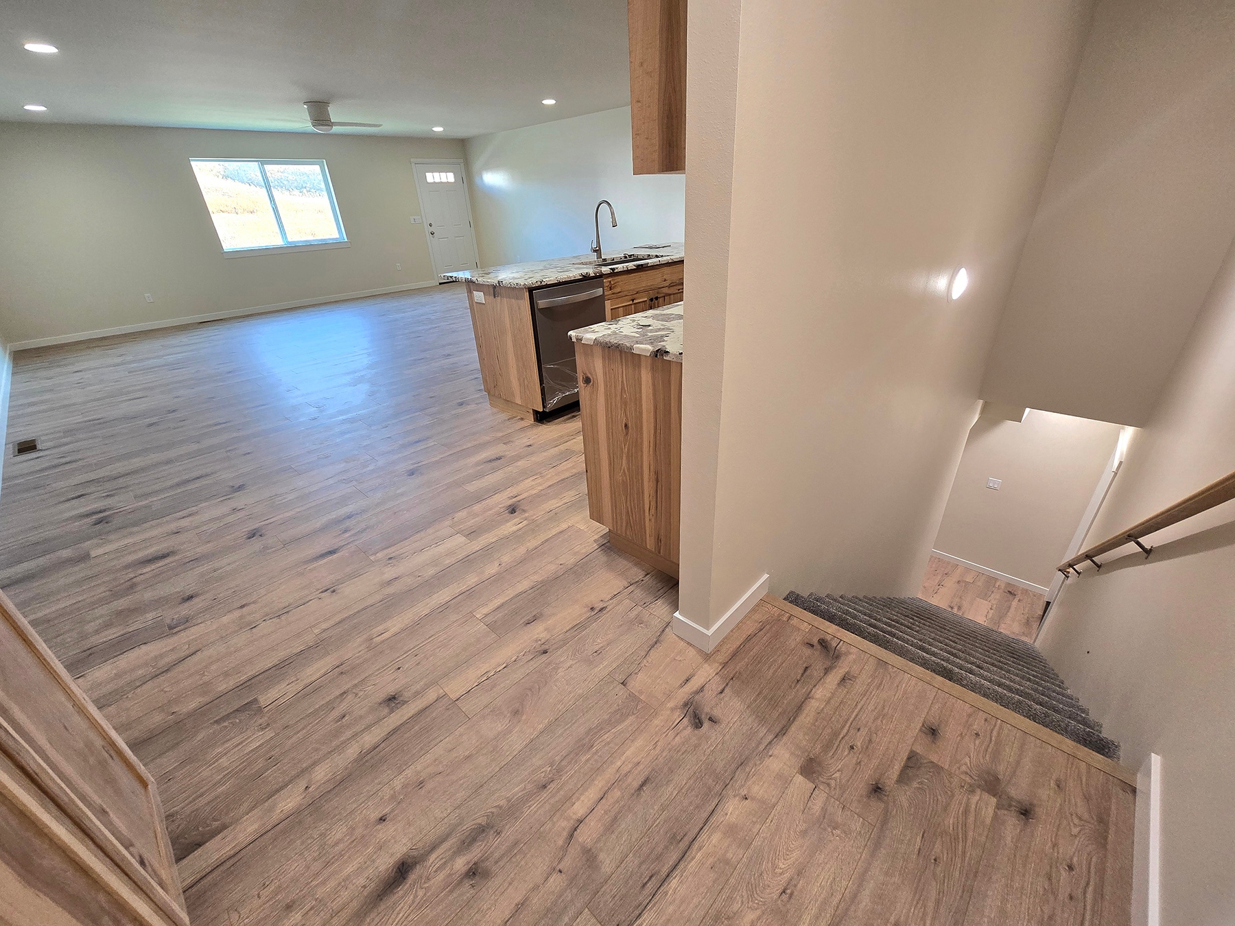 View of Open Concept Kitchen and Living Area and Downstairs - 1408 Edington Ave