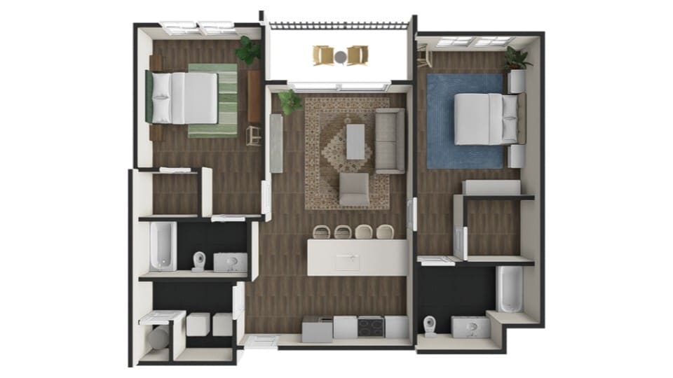 2 Bed Floorplan - 1733 Massachusetts St