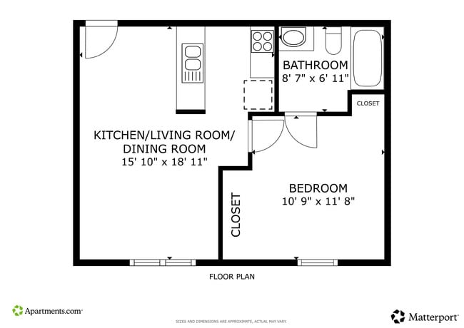 1BR, 1BA - 500SF - Salt & Vine Oceanside Apartments
