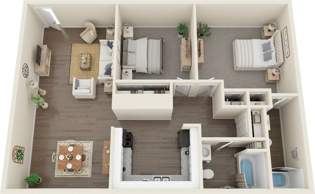 two bedroom 3d floor plan - Magnolia Point