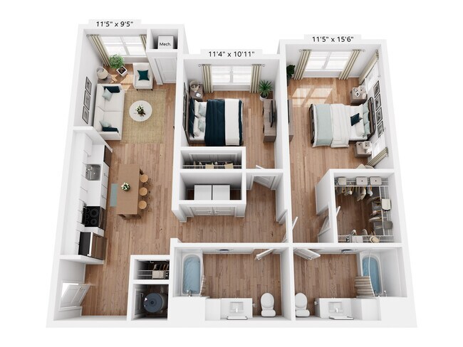 B7 | 2x2 | 1,123 sq ft - The Henry