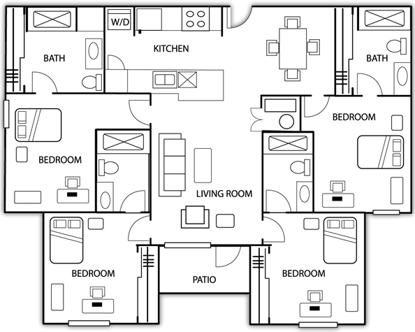 4BR/4BA - The Quarters Lincoln - Student Living