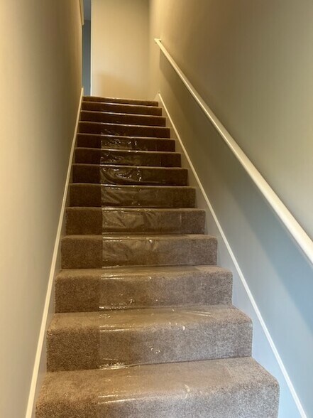 carpeted steps to the upstairs bedrooms - 100 Storytown Vlg
