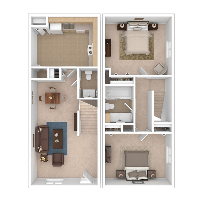 Two Bedroom Townhome - 1000 sq. ft. - Beechwood Terrace - Beechwood & Beechwood Terrace Apartments