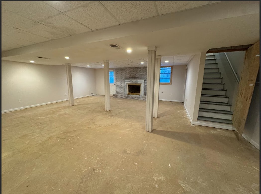 Basement With Fire Place and Stair to Main Floor - 2475 Freydale Rd SE