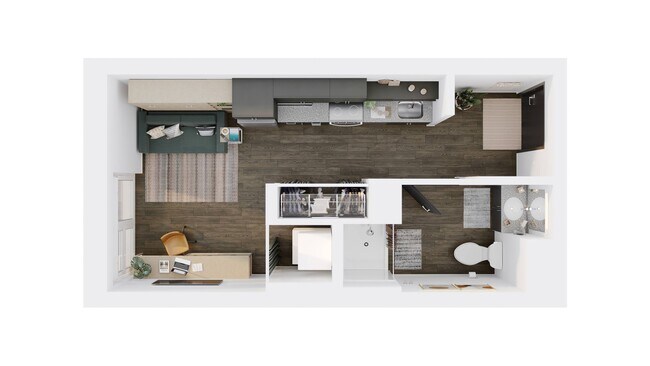 Broadway Studio Murphy - 3D Floor Plan - Broadview at Vanderbilt