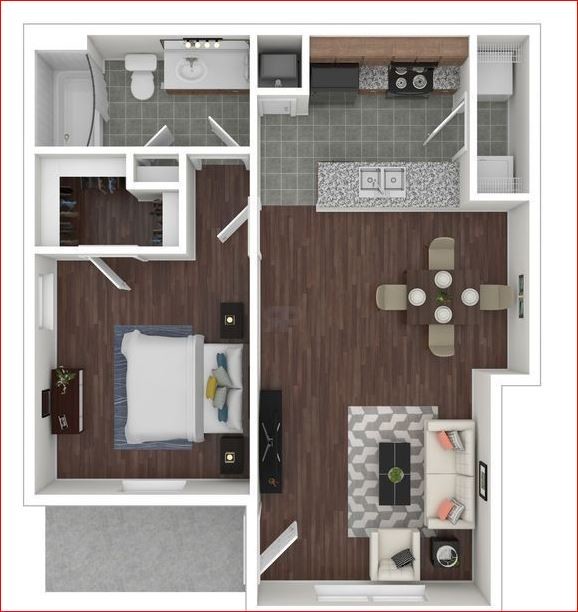 1B Floor plan - La Maison Apartments - AFFORDABLE HOUSING