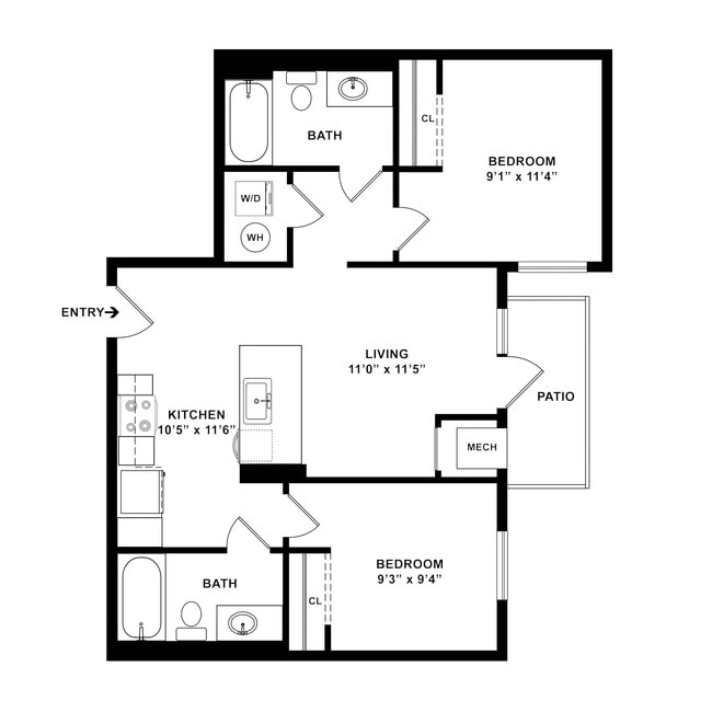 2x2 C with Dimensions - Ascend RVA Student Living