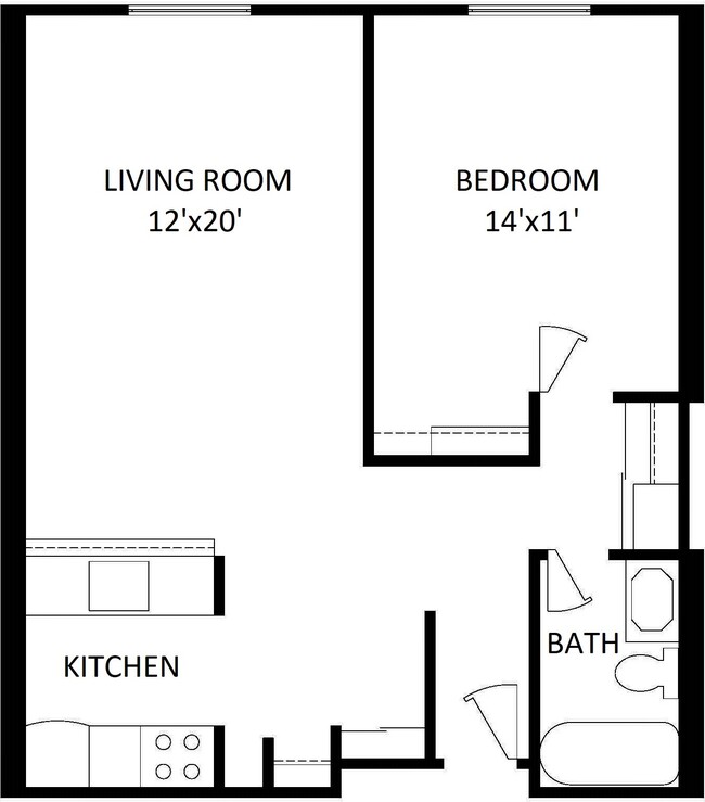 OneBedroom Floor Plan - 36th Avenue Apartments