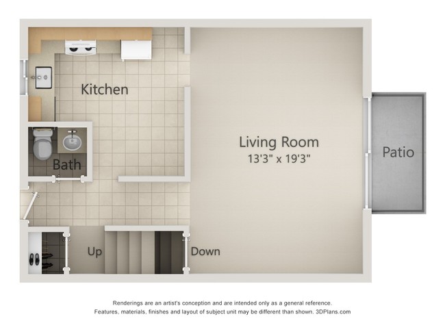 Two bedroom townhouse medium kitchen - Little Acres Apartments & Townhomes