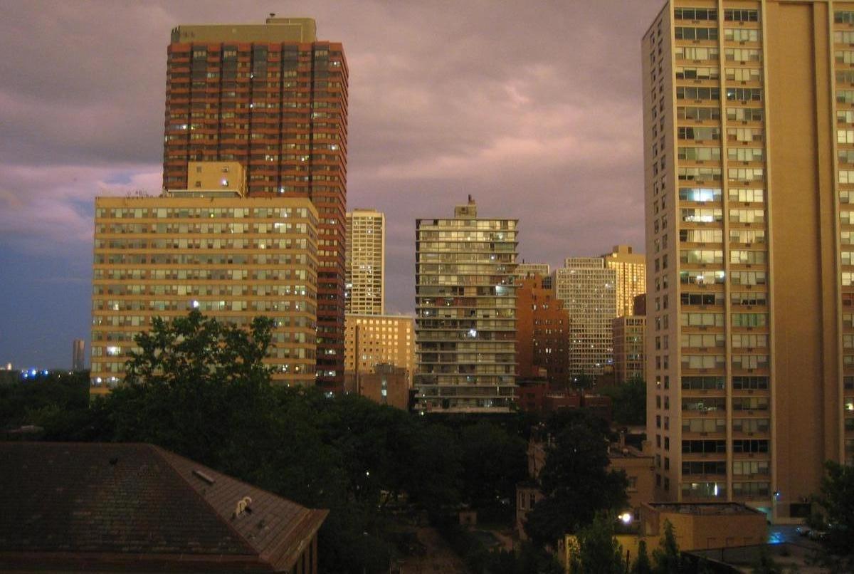 Evening view looking south and west from living room - 3100 N Lake Shore Dr