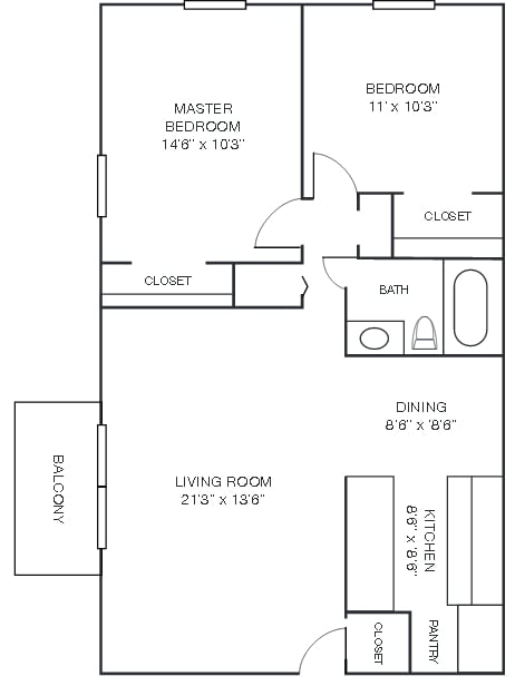 2BR/1BA - Four Seasons Apartments and Townhomes