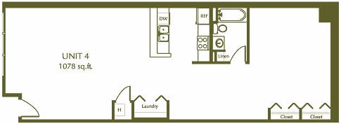 1 Bedroom / 1 Bath / 1078 Sq.Ft. - Eleventh Street Lofts