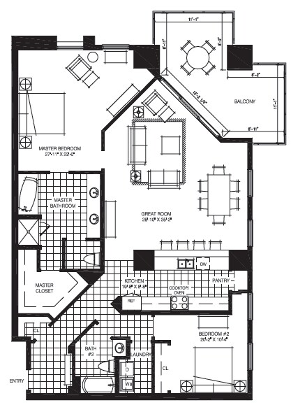 2BR/2BA - The Mark