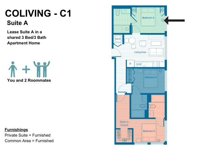 C1 - Bedroom A - Furnished - X Denver