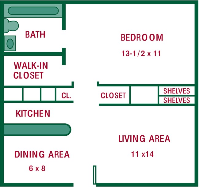 1BR/1BA - Bronco Apartments