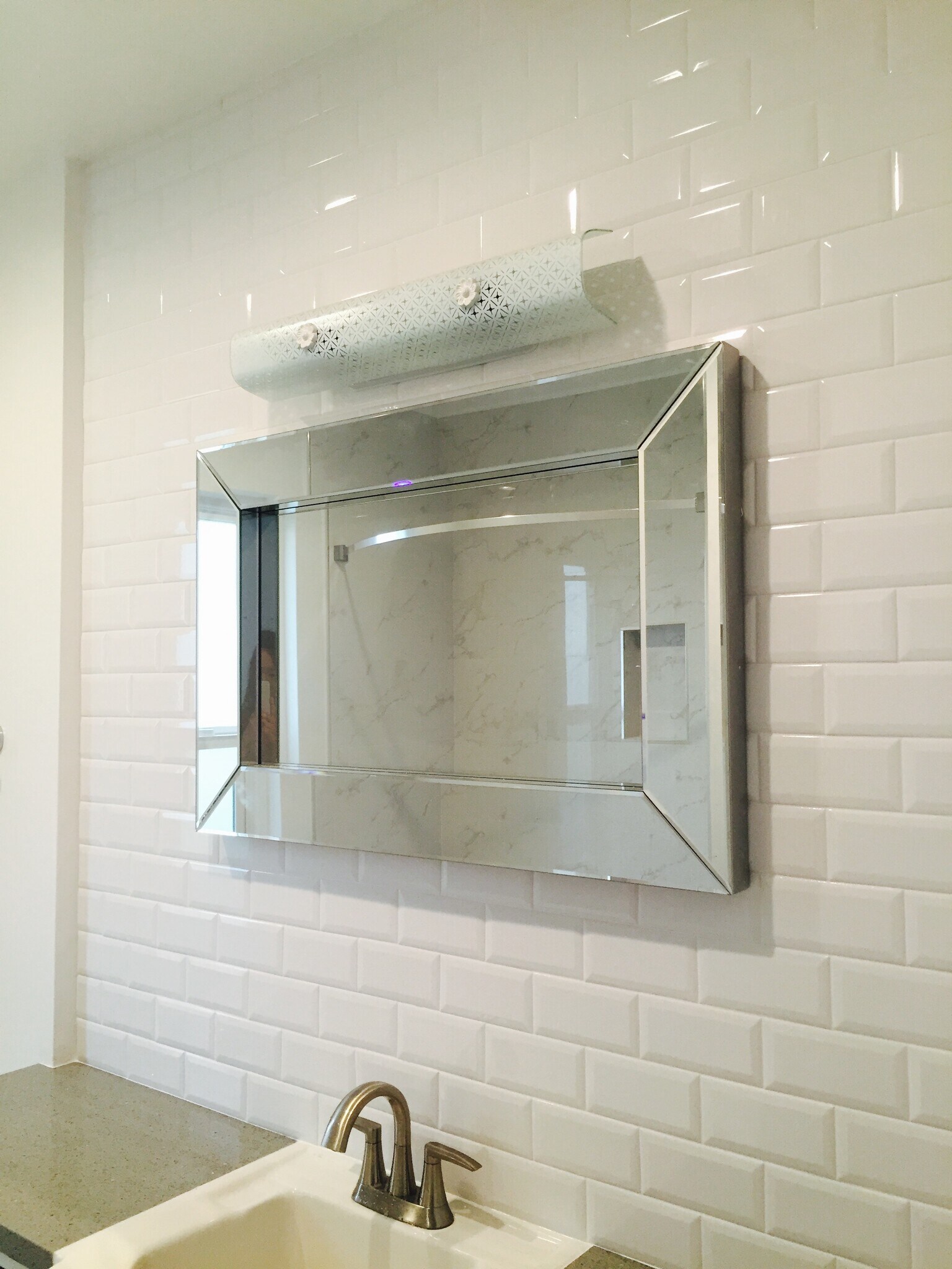 tiled vanity wall and fixtures - 1214 Rutland Rd