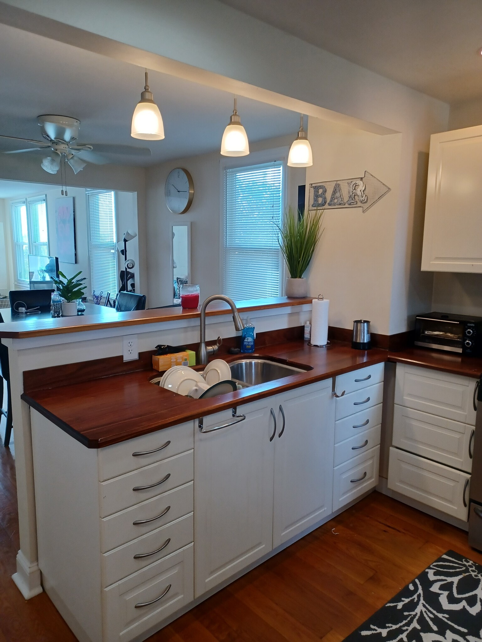 Kitchen with walnut counter tops - 7310 Bay Front Rd