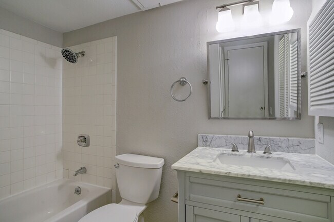 Full bath #2 with new features and tons of storage. - 1880 White Oak Dr. Apt 119
